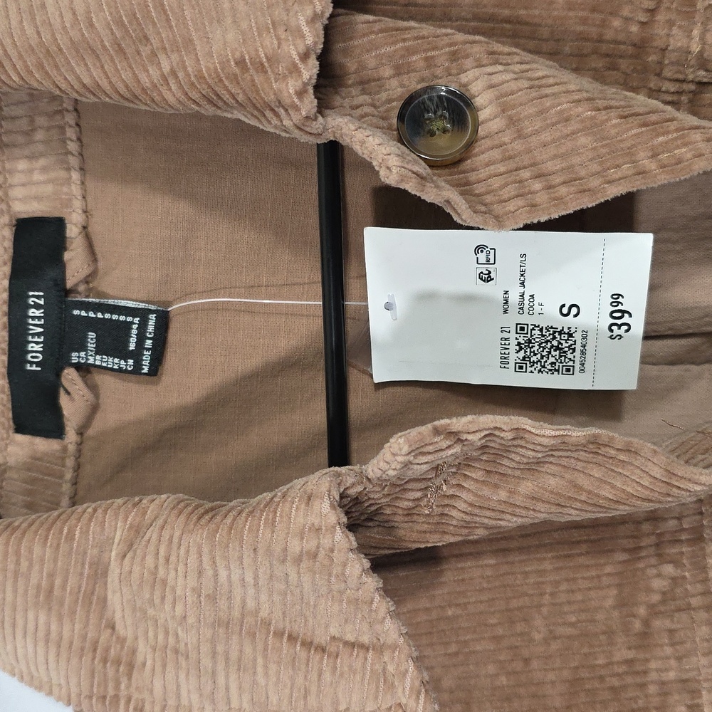 Forever 21 Brown (Cocoa) Corduroy Utility Jacket Womens Size Small (W600) - Picture 3 of 7